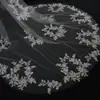 Vestido de Novia con Cola Larga, Velo de Novia con Apliques de Encaje, Tocado de Novia, Velo Largo de Una Sola Capa Estilo Bosque Venta al Por Mayor