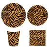 Mm152 Louça com Padrão de Tigre Padrão Animal Pratos de Mesa para Festa Feriado Conjunto de 4 Peças para 8 Pessoas Prato de Papel Copo de Papel