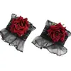 Lolita Lolita Punk Gótico Retrô Renda Flor Rosa Luvas de Pulso Aquecedores de Braço Femininos Acessórios Mangas de Mão Cos