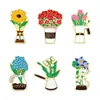 Insígnia de Metal Flor de Peônia Desenho Animado Moda Criativa Versátil Tulipa Girassol Broche Roupas Mochila Escolar Acessórios