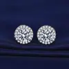 Pendientes Redondos de Zirconia Incrustada de Platino Chapado en Cobre para Mujer, Pendientes de Piedras Preciosas de Colores, Fabricantes al por Mayor, Amazon Europeo y Americano