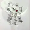 Em Estoque Amazon Aliexpress Mais Vendido Aço Inoxidável Argola de Umbigo Europeu e Americano Zircônia Piercing de Umbigo Piercing de Coração Joias