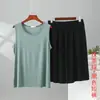 Novo conjunto de verão masculino de modal plus size com shorts de cintura elástica, conjunto casual para casa, conjunto de duas peças solto e oversized