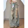 Jeans Rectos de Cintura Alta Rasgados Estilo Retro Americano para Mujer, Pantalones Largos de Invierno de Moda Sueltos Adelgazantes