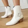 Tallas 40-48 Estilo Europeo y Americano Aliexpress Tacón Grueso Talla Extra Grande Botines Cortos Botas de Cuero para Mujer Otoño e Invierno Amazon Tacones Altos