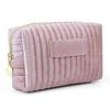 Bolsa de tocador a rayas de alta apariencia más vendida transfronteriza, Clutch de terciopelo Otoño e Invierno, Neceser acolchado de terciopelo, Portátil