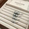 "Aguja de plata 925" fiebre de blogueros con estilo de Hong Kong pendientes de perla gris fuerte de alta calidad Swarovski