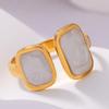 Moda Europea y Americana Lujo Accesible Anillo Abierto de Gama Alta para Mujer No se Desvanece Oro de 18 Quilates Simple Anillo de Acero Inoxidable con Goteo de Aceite para Mujer