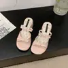 Sandalias de Tacón Grueso con Lazo para Mujer, Chanclas Florales Pequeñas para Exteriores y Playa