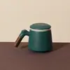 Taza de Té de Cerámica Guobao Kiln con Tapa, Taza con Separador de Té y Agua, Taza de Agua con Filtro para Oficina, Logo al por Mayor