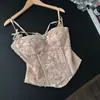 Camisola Rosa Jacquard Francés Impresionante Patchwork de Encaje Camisola de Verano para Mujer