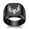 Anillo de Acero Inoxidable Liso Cuadrado de 18 mm con Águila Bicéfala Grabada con Láser Transfronteriza Europea y Americana Anillo Vintage Venta Caliente al por Mayor