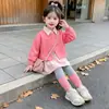 Conjunto de Dos Piezas Falsas de Botones Coloridos Estilo Coreano para Niñas Estilo Primavera/Otoño 2026 Nuevo Moda Infantil Elegante Set de Niña Moderna