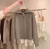Nuevo Estilo Cardigan para Mujer Otoño e Invierno 2026 100% Lana Pura Cremallera Cuello Solapa Suéter Tejido Holgado Ropa Exterior de Lana