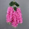 Decoración de boda para techo tira de flores simulación de flor impresión a color flor artificial de siete colores venta al por mayor flor larga de glicinia artificial