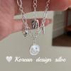 Pulsera de Plata de Ley S925 Estilo Coreano Ins Inspirada en Nicho de Gama Alta, Cara Sonriente Corazón Barra de Plata, Joyería Exquisita de Lujo Ligero para Apilar