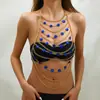Zhuruku Ropa Comercio Exterior Más Vendido Azul Acrílico Pedrería Múltiples Capas Borla Moda Nightclub Cadena para el Cuerpo Hk0017
