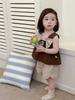 Roupas para Bebês e Crianças Pequenas, Verão Fino Estilo Coreano Roupas Infantis, Roupas de Verão para Bebês 2026, Jardineira para Meninas, Conjunto de Bolinhas com Laço