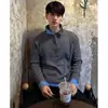 Suéter de Punto Henley Falso de Dos Piezas con Bloques de Color para Hombre, Estilo Old Money, Suéter de Alta Gama para Otoño e Invierno, Venta al por Mayor de Fábrica Transfronteriza