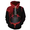 20,23 milhões Festival Sagrado Halloween Novas Gotas de Sangue Transfronteiriço Impressão Digital 3D Personalizado Moletons com Capuz Masculinos e Femininos