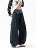 Calça de trabalho xadrez patchwork estilo americano de perna larga para homens, novo design de outono 2026, calça longa casual oversized