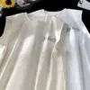 Colete de Algodão Tencel Seda Gelada Marca Tendência Masculina Verão 2024 Novo Colete Esportivo Camiseta Sem Manga Bordada Pesada Americana