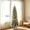 Árbol de Navidad artificial verde de PVC con luces, estilo delgado tipo pluma, decoración navideña al por mayor
