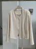 KEKEZOON camisa top casual versátil de manga longa com ombreira acolchoada, gola V retrô, amarração frontal, abotoamento simples, solta 9102