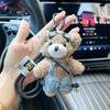 Oso de Peluche de Dibujos Animados con Gafas y Overol Llavero de Oso Lindo Muñeco Llavero para Coche Lindo Muñeco Colgante para Bolso