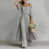 Colección Otoño 2026: Elegante y Lujoso Vestido Maxi de Color Sólido con un Elegante Diseño de Malla y Pliegues