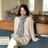 Bufanda estrecha larga de punto suave, no irritante, mezcla de lana para mujer, estilo coreano, color liso, versátil, calentador de cuello, bufanda cálida para el cuello para invierno