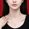 Aleación de Cobre BM Mismo Estilo Cadena de Clavícula con Cruz de Pedrería Accesorios para Mujer Corazón de Moco Nasal Superpuesto Cadena de Clavícula Lujo Ligero Nicho