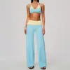 El nuevo conjunto de yoga de Zechuang presenta un diseño de color contrastante, estilo de dos piezas simulado, cintura alta, control de abdomen, secado rápido, ropa para correr y fitness para mujer 2585