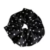 Scrunchie de Tecido Preto e Branco com Bolinhas e Borda de Pérolas Estilo Coreano para Mulheres, Adequado para Rabos de Cavalo Baixos e Penteados de Coque