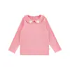 Wuli Bu Yi Processamento Personalizado Camisa Básica Bordada de Desenho Animado com Gola Pequena para Meninas Outono Slim Fit Ombro Normal Camiseta