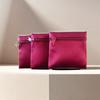 Bolsa con Cremallera Borgoña, Bolsa de Almacenamiento de Joyas de Doble Capa, Bolsa de Seda, Bolsa de Regalo para Joyas, Logo Personalizado