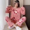 Pijamas Novos 2025 para Mulheres Primavera e Outono Calças Manga Longa Jovens Senhoras Estudantes do Ensino Médio Desenho Animado Casual Roupa de Casa Outono
