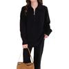 Traje de Suéter con Cremallera y Solapa para Comercio Exterior Transfronterizo Conjunto de Dos Piezas para Mujer Otoño e Invierno Nuevo Holgado Casual de Punto Pantalones de Pierna Ancha