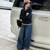 Conjunto de Otoño 2026 para Niñas Nueva Moda Camiseta de Manga Larga y Pantalones de Pierna Ancha de Mezclilla Conjunto de Dos Piezas para Niñas
