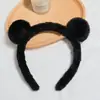 Tiara Fofa com Orelhas de Urso para Mulheres Outono e Inverno Pelúcia Máscara de Lavar o Rosto Tiara Desenho Animado Franja Cabelo Quebrado Acessórios de Cabelo