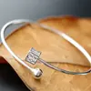 Nafoge Joyería de Plata al por Mayor Pulsera Abierta de Plata de Ley 925 Pulsera de Plata con Personaje Feliz para Mujer Pulsera Fina de Plata Hecha a Mano
