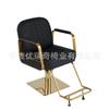 Sillón de Barbero Dorado, Silla de Peluquería de Salón, Silla de Corte de Cabello de Acero Inoxidable, Silla Metálica Ajustable para Barbería con Elevación y Rotación