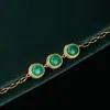 Emune Elegante Retrô Oval Geométrico Esmeralda Acessórios Corrente Cobre Banho de Ouro Pulseira Batata Doce Pequena Venda Ao Vivo