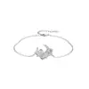 Juego de Rosa de Plata de Ley S925 Collar y Pulsera de Ágata Blanca Natural Estrella y Luna Regalo para Novia Cumpleaños Regalo del Día de San Valentín para Mujeres