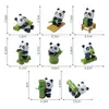 Paisaje en miniatura con lindas figuras de bambú y panda, adorable decoración de jardín, accesorios de paisajismo DIY, adornos en miniatura