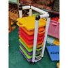 Carrinho de Armazenamento de Bolas Creche Suporte de Armazenamento para Palitos de Esponja Carrinho de Armazenamento para Colchonetes de Ginástica Infantil com Rodízios Móvel
