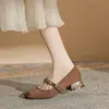 Zapatos de Mujer Jin Gang CG3013 Mary Jane de Tacón Grueso 2024 Nuevos Zapatos de Cuero para Primavera y Otoño Zapatos de Tacón Bajo Zapatos de Boca Baja de una Sola Pieza para Mujer
