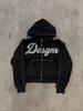Cárdigan con Cremallera Estilo Ins Transfronterizo Europeo y Americano de Amazon Parche con Diseño de Diamantes Calientes Chaqueta Holgada Estilo Punk Personalizado