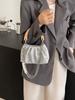 Chegada Nova Transfronteiriça 2024 Bolsa Dobrável Feminina Fashion Corrente com Contas Bolsa de Ombro Único Transversal Estilo Chinês Balde de Madeira Portátil
