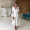Fotografia de Viagem Europeia e Americana Luz Casamento Verão 2026 Novo Estilo Manga Longa Ultra-Fada Simples Branco Registro e Certificado Vestido de Noite